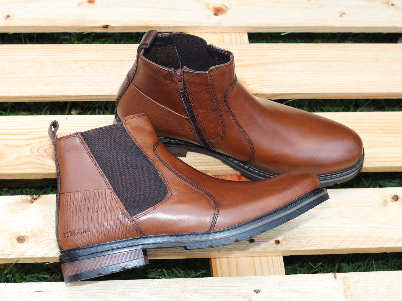 Boots style chelsea en cuir marron cognac Elster