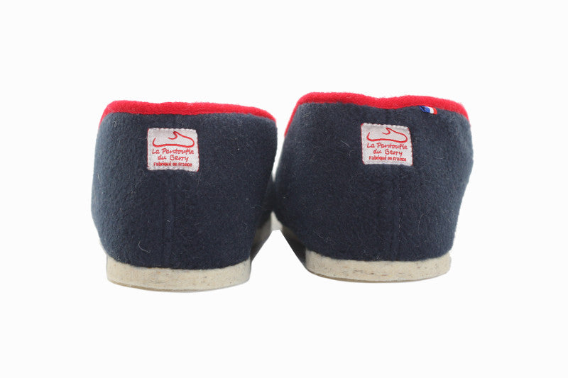 Charentaises bleu marine en laine Cocooning