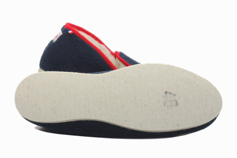 Charentaises bleu marine en laine Cocooning