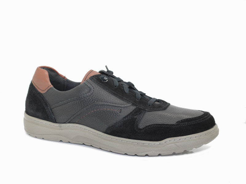 Sneakers Baxter en cuir noir et largeur confort