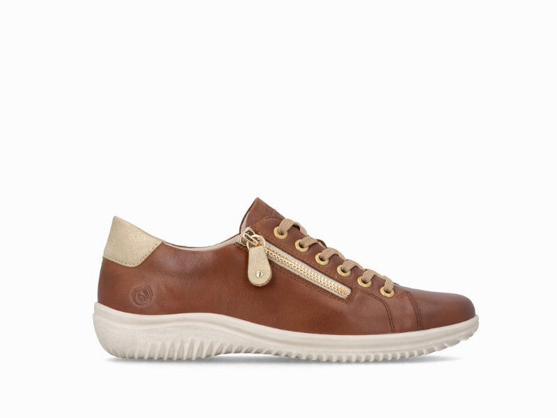 Sneakers confortables en cuir marron camel