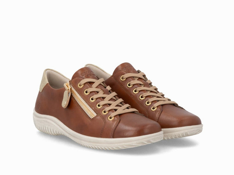 Sneakers confortables en cuir marron camel