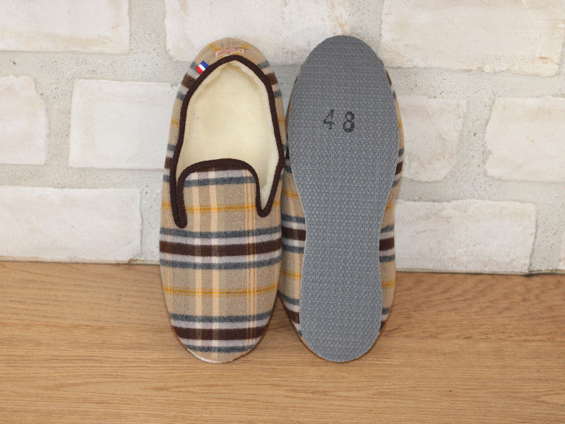 Charentaises traditionnelles écossais beige