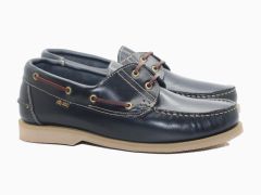 Chaussures bateau en cuir bleu marine Bermudes