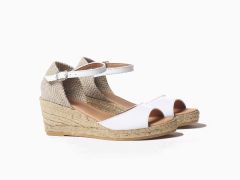 Espadrilles à talon compensé en cuir blanc Llivia