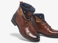 Boots Yedos en cuir marron et bleu marine