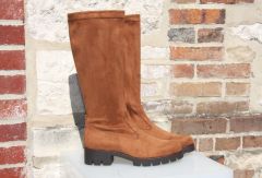 Bottes cognac en velours stretch Panama