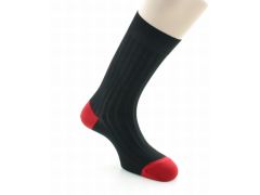 Chaussettes en coton fil d'Ecosse Noir et Rouge