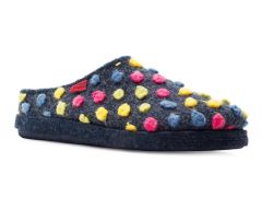 Chaussons en feutre bleu et pastilles couleur