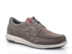 Chaussures style bateau en cuir gris foncé Enrico