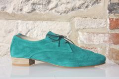 Derby coloré en cuir velours vert menthe Claudy