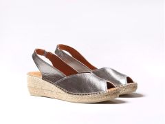 Espadrilles en cuir argent Bernia