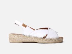 Espadrilles en cuir blanc et petit compensé Enola