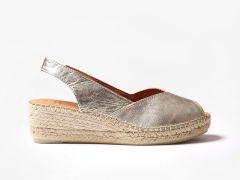 Espadrilles compensées en cuir platine Bernia