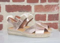 Espadrilles compensées petit talon en cuir brillant Emily