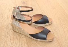 Espadrilles compensées Llivia en cuir noir