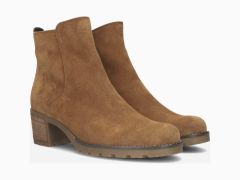 Bottines à talon en cuir velours cognac Suzette