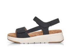Sandale plateforme en cuir bleu Pacifik