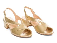Sandales dorées à talon carré Ybiza