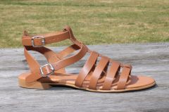 Sandales style spartiates en cuir camel Antik