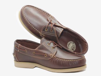 Chaussure bateau en cuir marron Acores