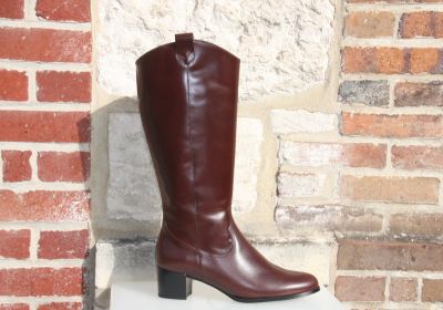 Bottes à talon en cuir marron brun Paprika