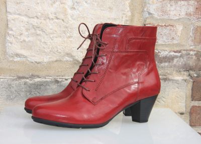 Bottines à lacet en cuir rouge Poppy