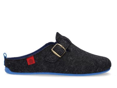 Chaussons Dynamic en feutre noir et semelle bleu
