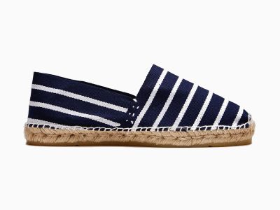 Espadrilles en coton rayé bleu marine et blanc Getaria