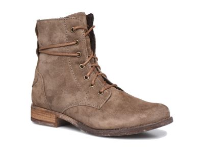 Bottines à lacer en cuir velours taupe Sienna