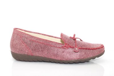 Mocassins souples en cuir vichy rouge