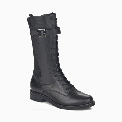 Bottes à lacet Remonte en cuir et stretch noir Zik