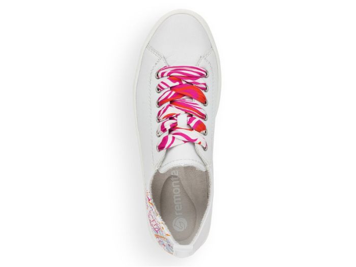 Baskets feminines Remonte cuir blanc et lacet colore en 42 43 44 et 45